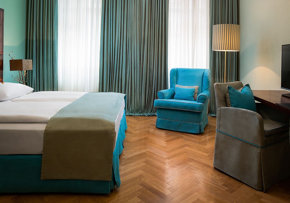 Schlafzimmer Comfort Suite im Appartement-Hotel an der Riemergasse